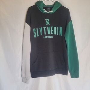 Harry Potter Slytherin Hogwarts Color Block Black/ Gray/ Green Hoodie Size S